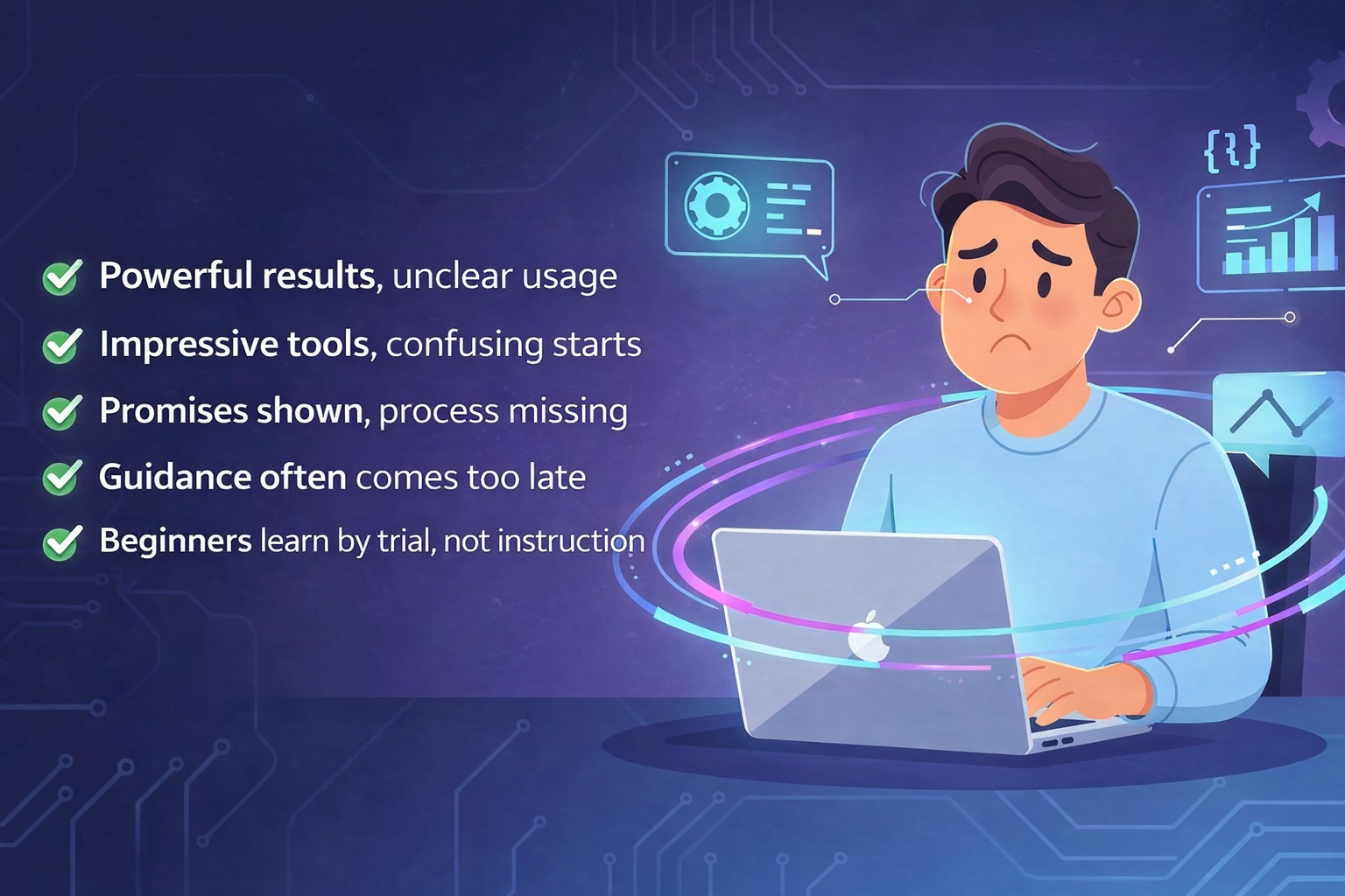 Why Most AI Tools Feel Powerful but Confusing for Beginners Key points