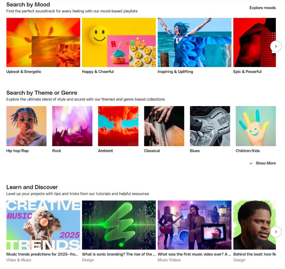 Explore Envato Elements music tracks and audio assets for creators and small businesses